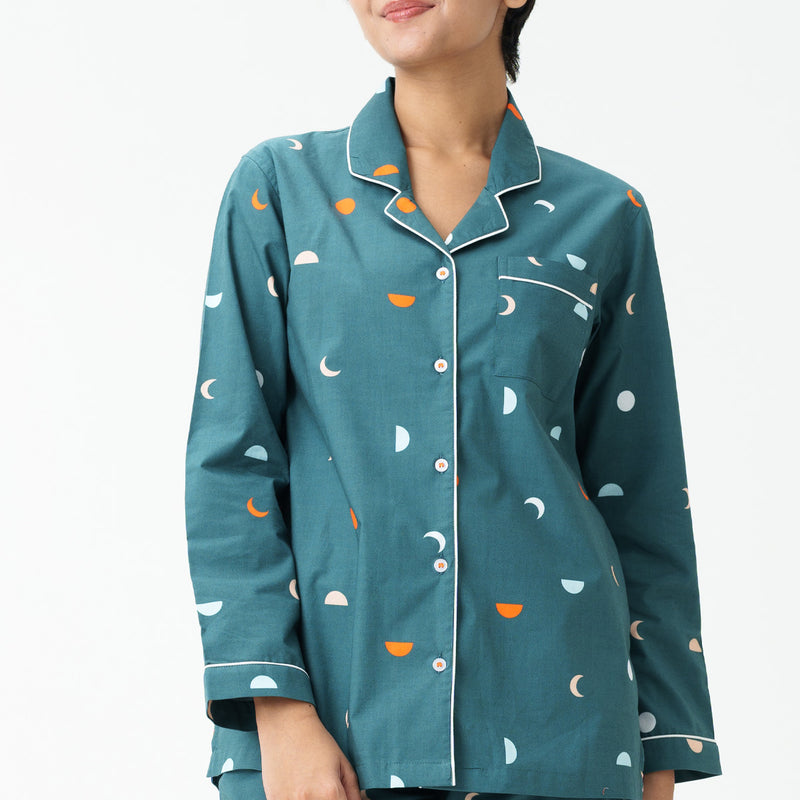 Celestial Dreams Cotton Notched Collar Pyjama Set