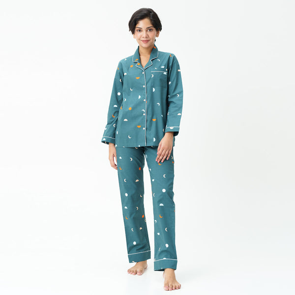 Celestial Dreams Cotton Notched Collar Pyjama Set