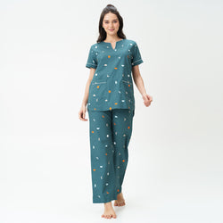 Celestial Dreams Cotton Dip-Neck Pyjama Set