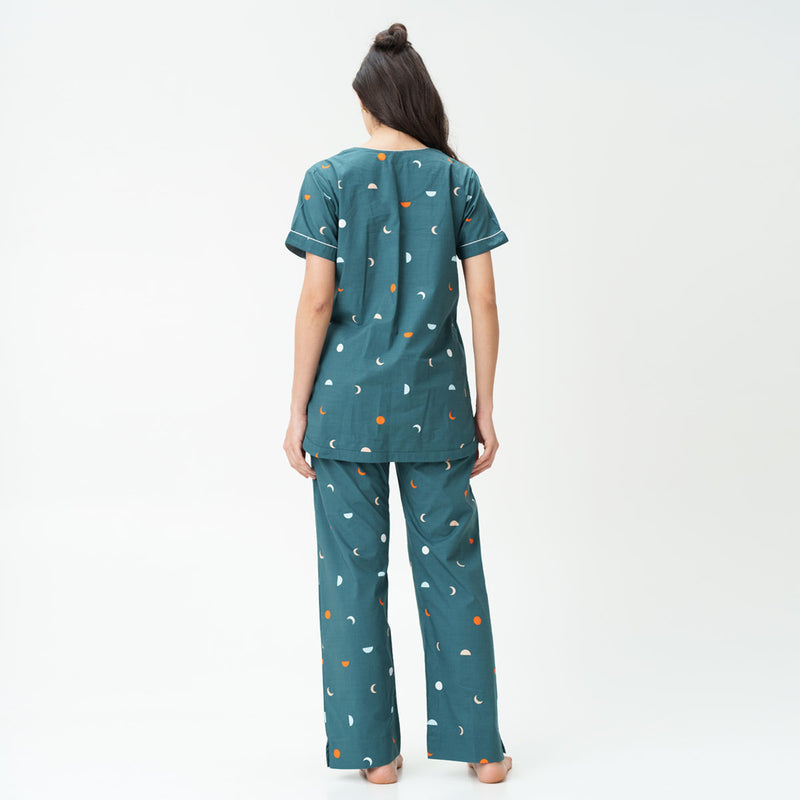 Celestial Dreams Cotton Dip-Neck Pyjama Set