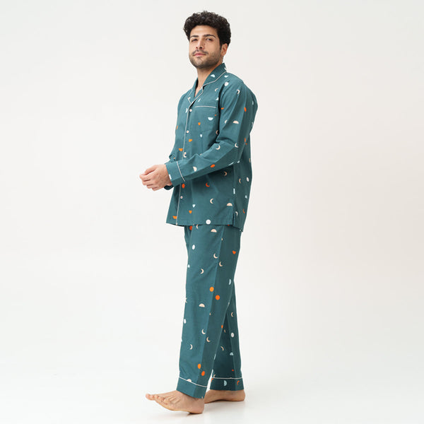 Celestial Dream Cotton Notched Pyjama Set