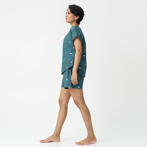 Celestial Dreams Cotton Slit Neck Top and Shorts