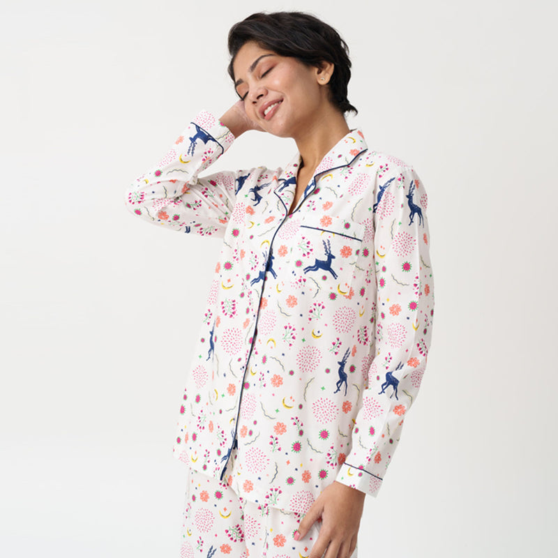 Magic Meadow Cotton Notched Collar Pyjama Set