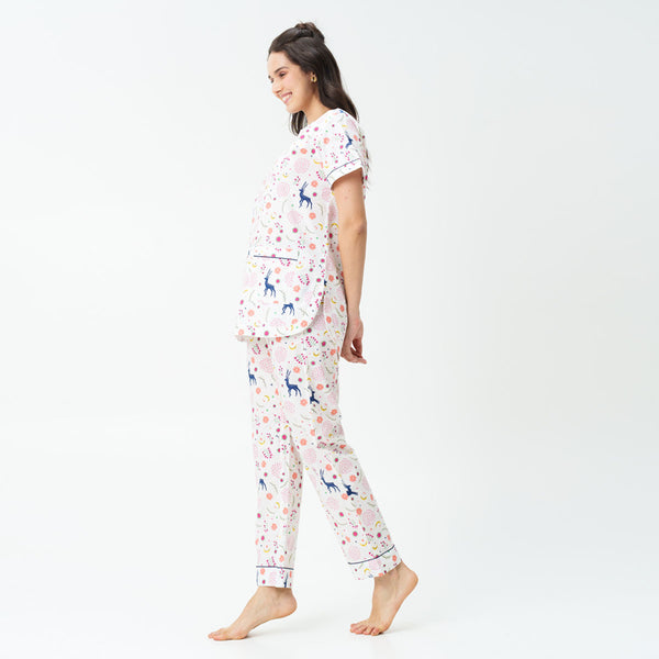 Magic Meadow Cotton Dip-Neck Pyjama Set