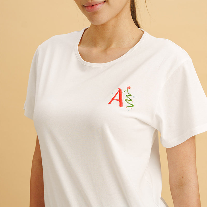 Frosty Ride Embroidered T-shirt & Cotton Pyjama - Women