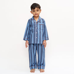 Indigo Tracks Cotton Notched Pyjama Set