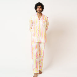 Tropical Punch Cotton Notched Pyjama - Men