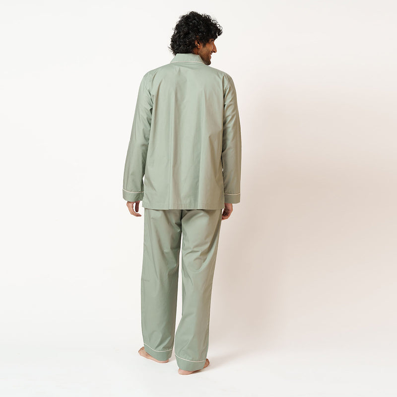 Sage Suave Cotton Notched Pyjama Set