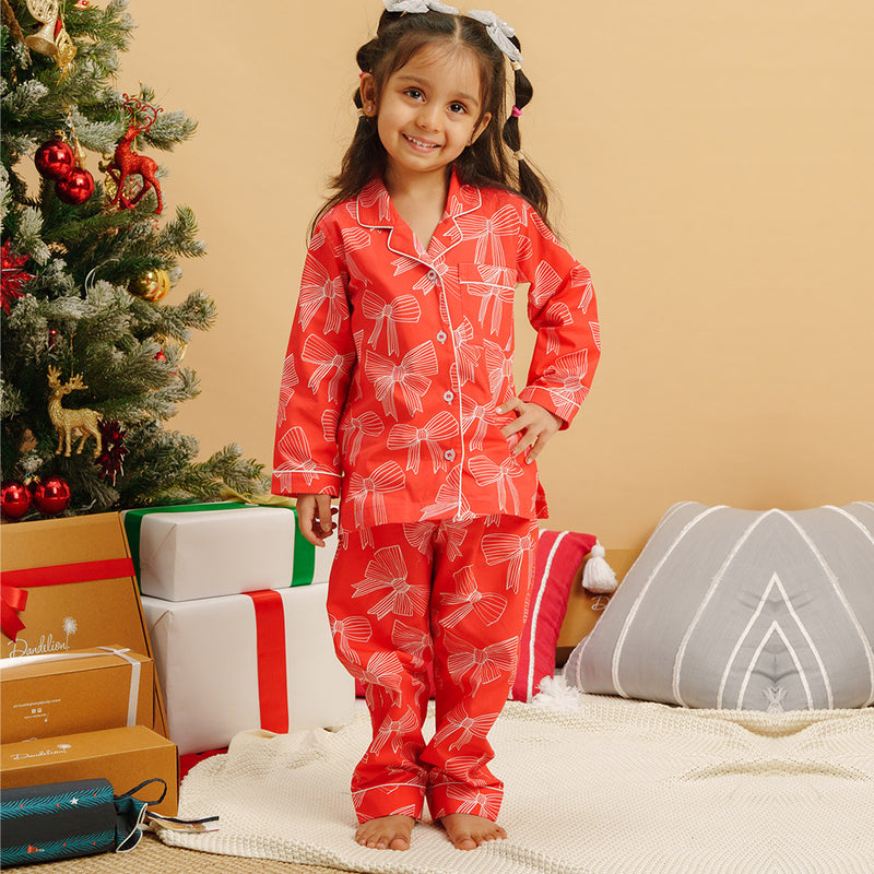 Festive Knots Cotton Notched Pyjama Set