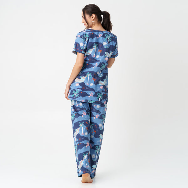 Tropique Cotton Dip-Neck Pyjama Set