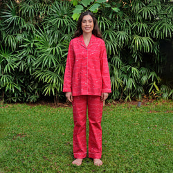 Swirl Cotton Notched Collar Pyjama Set