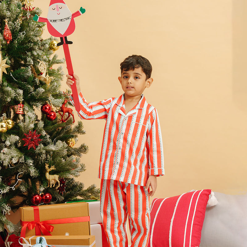 Crimson Trails Cotton Notched Pyjama Set