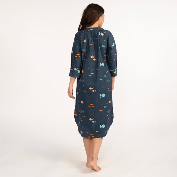 Deep Dive Cotton Dip-Neck Sleep Dress