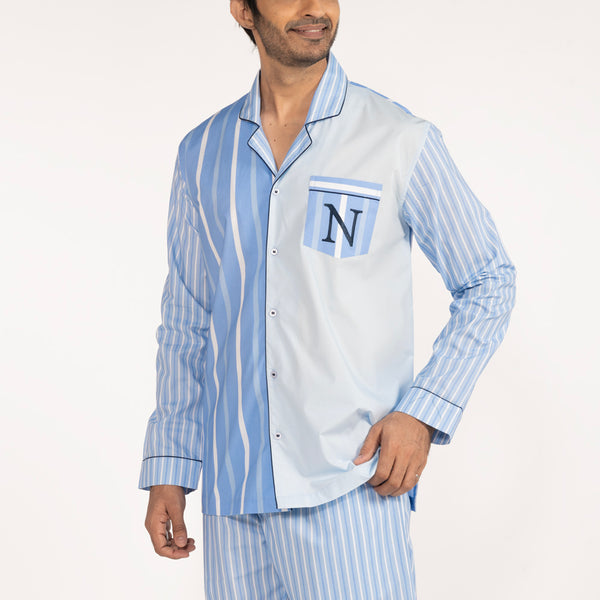 Oceanbreeze Cotton Notched Collar Pyjama Set - Men