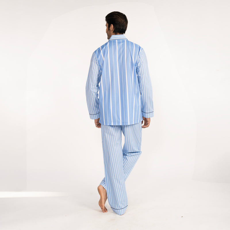 Oceanbreeze Cotton Notched Collar Pyjama Set - Men