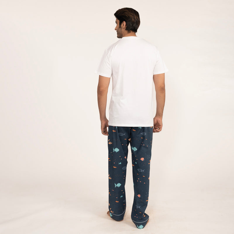 Deep Dive Embroidered T-shirt & Cotton Pyjama Men's