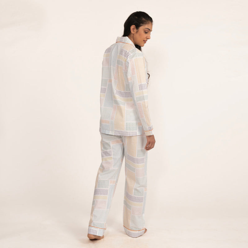 Spring Weave Cotton Notched Collar Pyjama Set