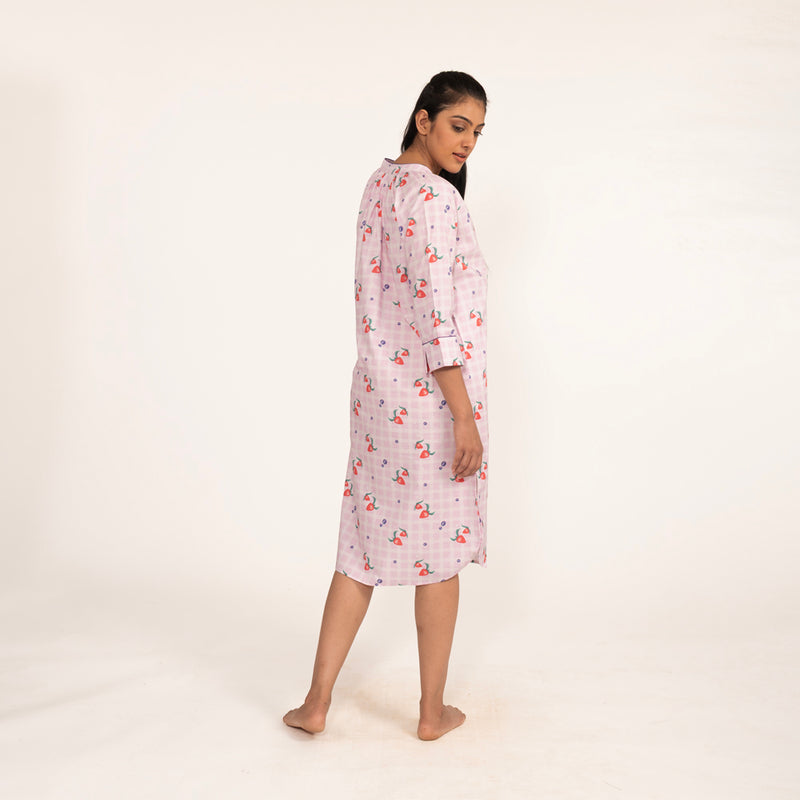 Berry Patch Cotton Dip-Neck Sleep Dress