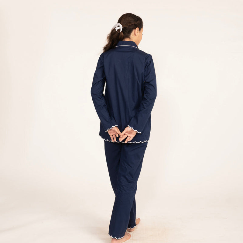 Blue Bell Embroidered Notched Collar Pyjama Set - Women