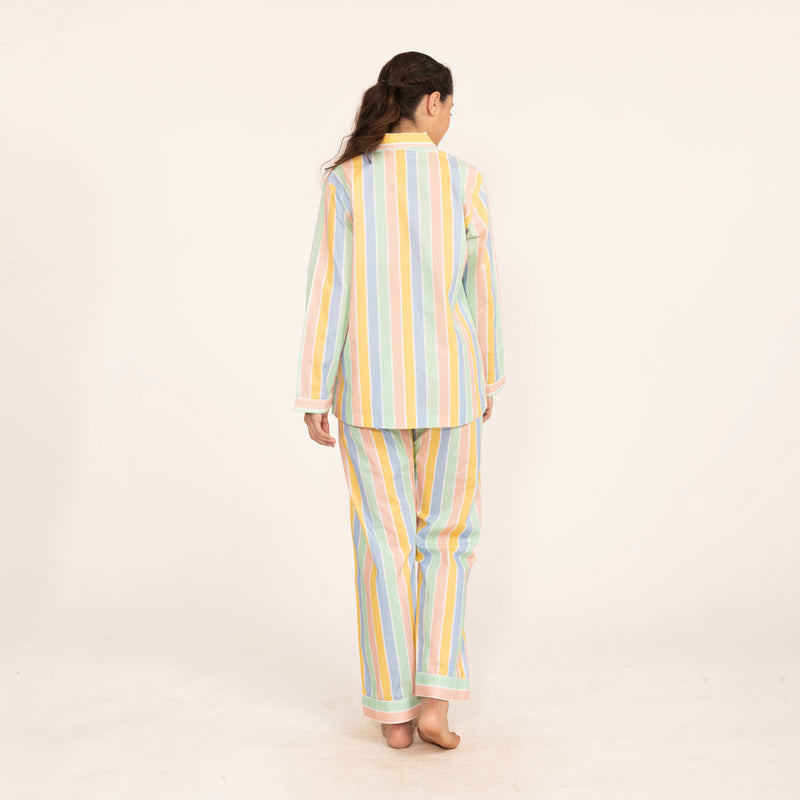 Pastel Paradox Cotton Notched Collar Pyjama Set