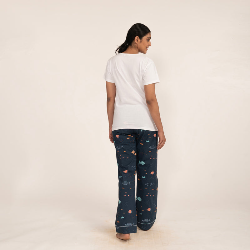 Deep Dive Embroidered T-shirt & Cotton Pyjama Women's