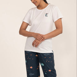 Deep Dive Embroidered T-shirt & Cotton Pyjama Women's