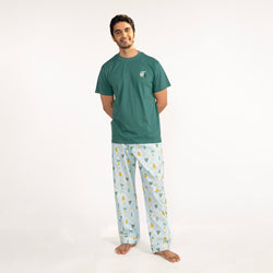 Pineapple Palms Embroidered T-shirt & Cotton Pyjama Men's