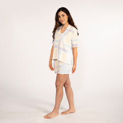 Spring Weave Cotton High Low Shorts Set