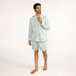 Pineapple Palms Cotton Notched Shorts Set