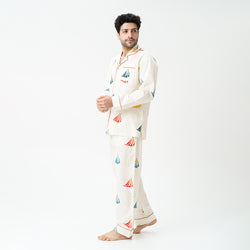 Nautical Drift Cotton Notched Collar Pyjama Set