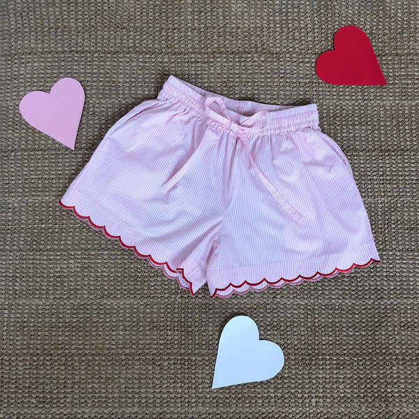 Rosy Scalloped Shorts for Women