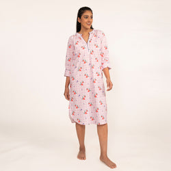 Berry Patch Cotton Dip-Neck Sleep Dress