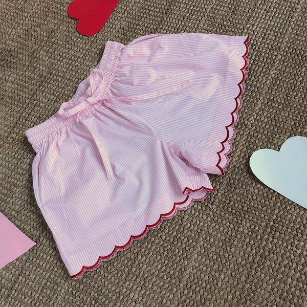 Rosy Scalloped Shorts for Women