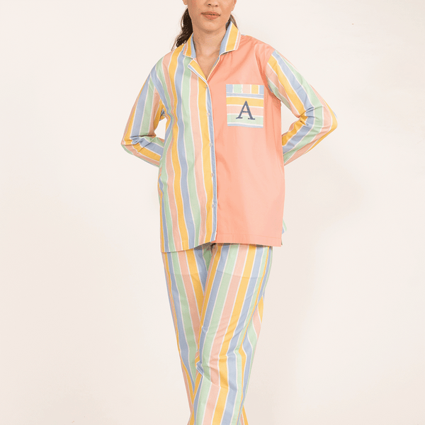 Pastel Paradox Cotton Notched Collar Pyjama Set