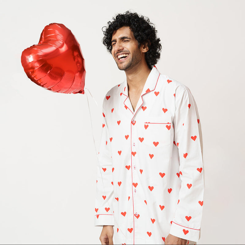 Lovebug Cotton Notched Pyjama Set - Men