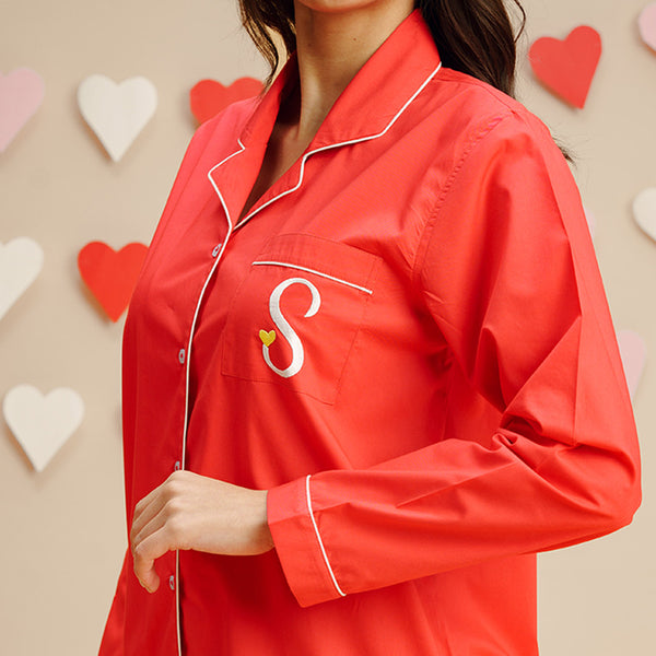 Cupid Cotton Notched Collar Pyjama Set