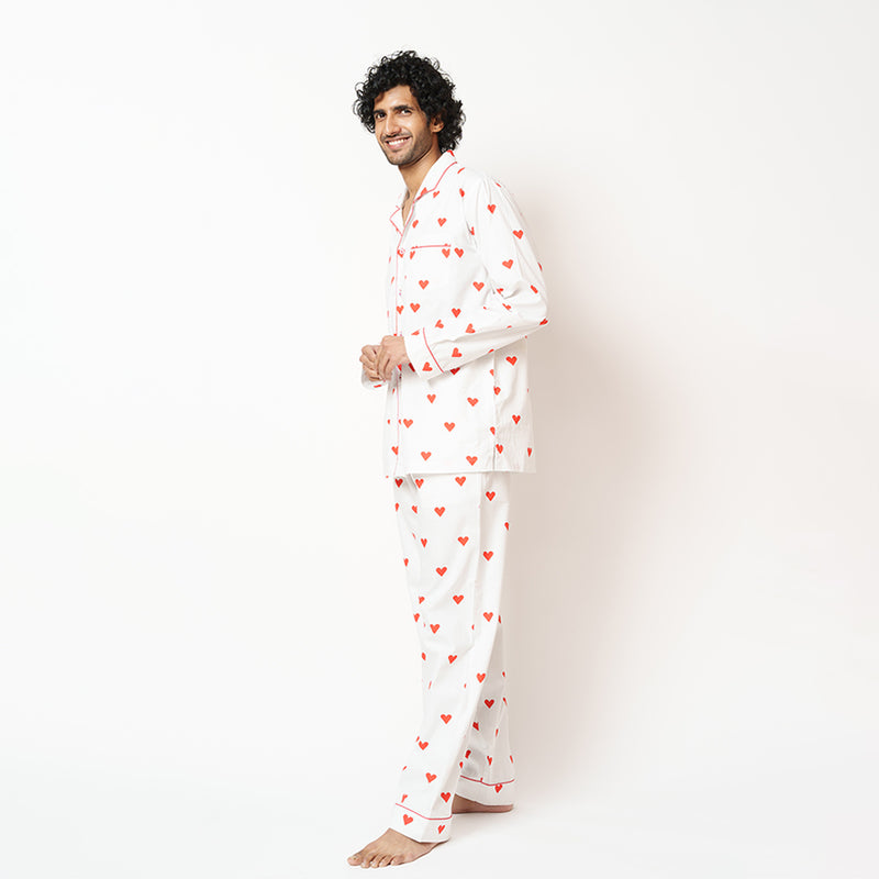 Lovebug Cotton Notched Pyjama Set - Men