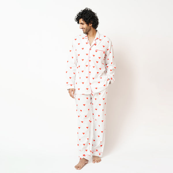 Lovebug Cotton Notched Pyjama Set - Men