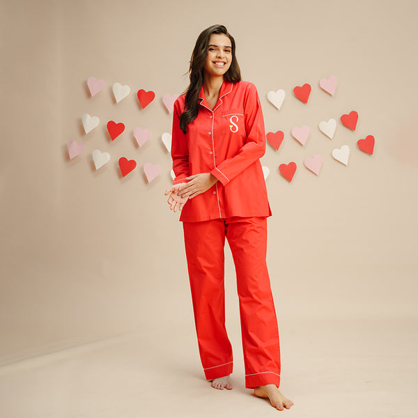 Cupid Cotton Notched Collar Pyjama Set