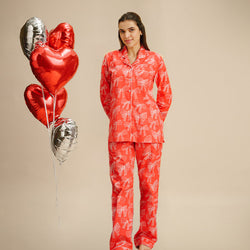 Festive Knots Cotton Notched Collar Pyjama Set