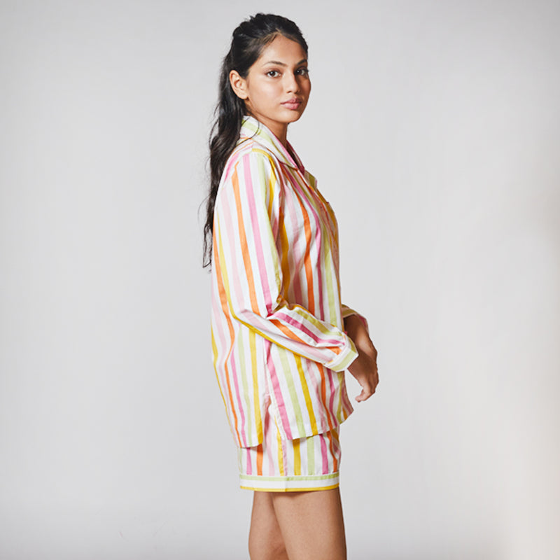 Dandelion-Pastel Multicolour -Cotton-Multi Stripe- Candy Stripe-Shorts Sets