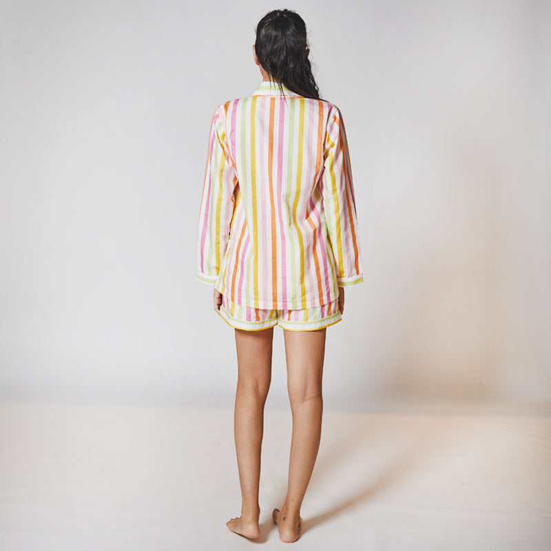 Dandelion-Pastel Multicolour -Cotton-Multi Stripe- Candy Stripe-Shorts Sets