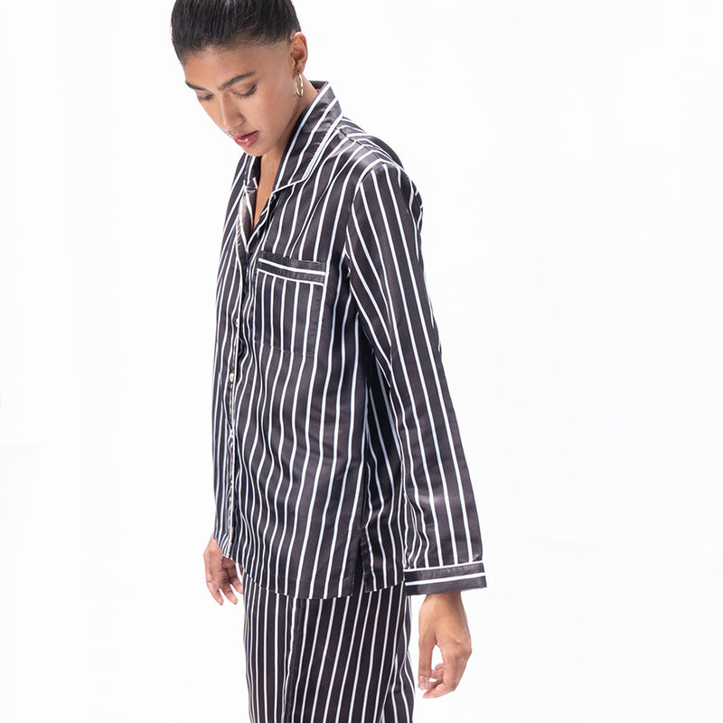 Midnight Moon Satin Notched Pyjama Set