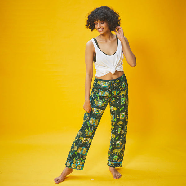 Dandelion - Green - Printed Cotton - Jungle Safari- Pajama