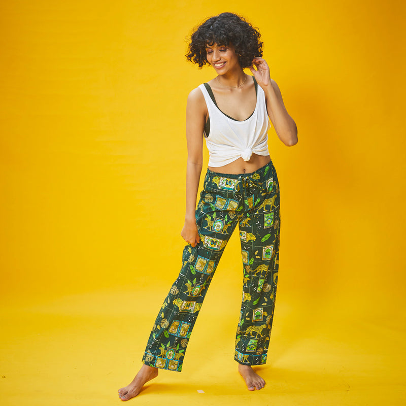 Dandelion - Green - Printed Cotton - Jungle Safari- Pajama